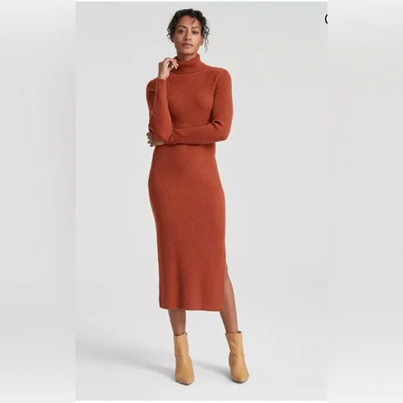 Charter Club Women's 100% Cashmere Turtleneck Midi Sweater Dress Size Medium - Picture 1 of 7